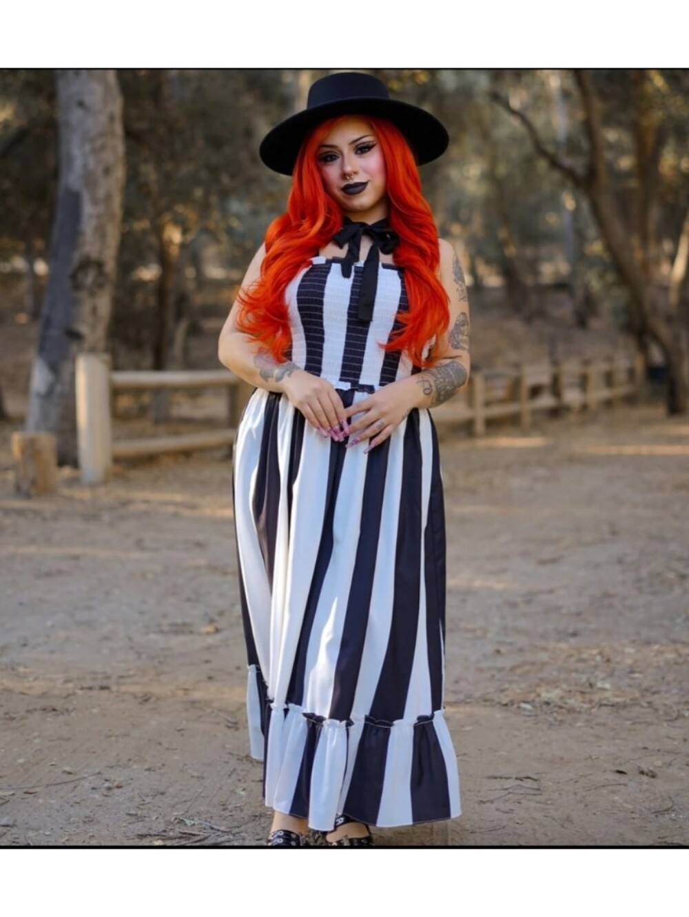 Black & White Vertical Stripe Maxi Dress